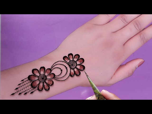 Very Beautiful Floral Khafeef Henna Mehndi Design || Latest Gulf Mehandi Design For Back Hand,