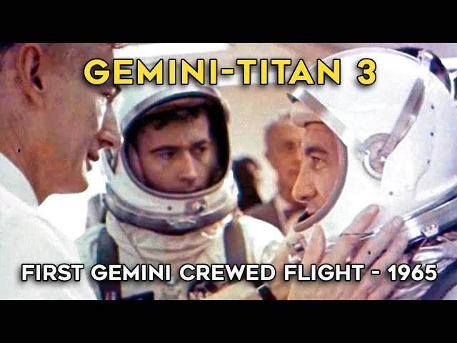 Gemini 3 First Crewed Flight - Launch, Historical Footage, AI upscale, Narration, NASA, Titan, 1965