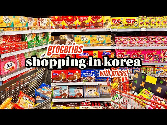 shopping in korea vlog 🇰🇷 grocery food haul with prices 🍕 snacks unboxing, cooking & more