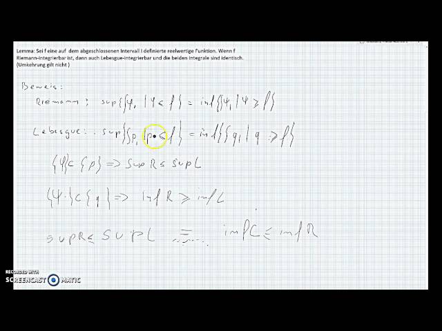 Maßtheorie  und Lebesgue-Integral: Riemann und Lebesgue identisch