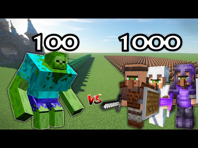 100 Mutant Zombies Vs 1000 Guard Villagers | Minecraft