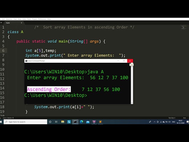 Java program to arrange array elements in ascending order | Learn Coding