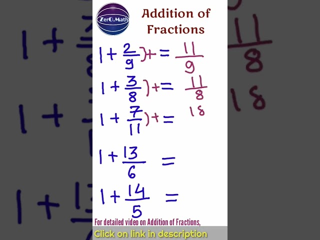 Addition of Fractions #shorts #addition #fraction #division #youtubeshorts