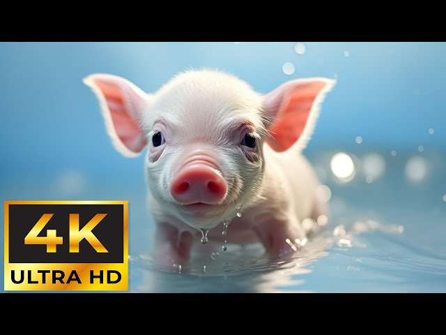 Baby Animals 4K ~  Fun Day For Young Animals With Relaxing Music ~ Heal The Mind