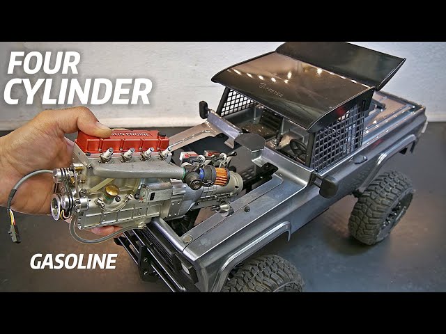 Fitting a Miniature 4 CYLINDER Engine (17.5cc) + Gearbox on the 4x4!
