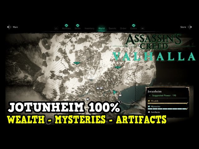 Assassin's Creed Valhalla Jotunheim All Collectibles (Wealth, Mysteries, Artifacts)
