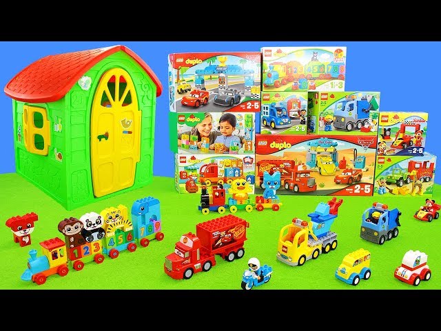 Lego Duplo Toys Unboxing: Play House, Cars, Excavator, Fire Engine, Animals, Colors & Numbers