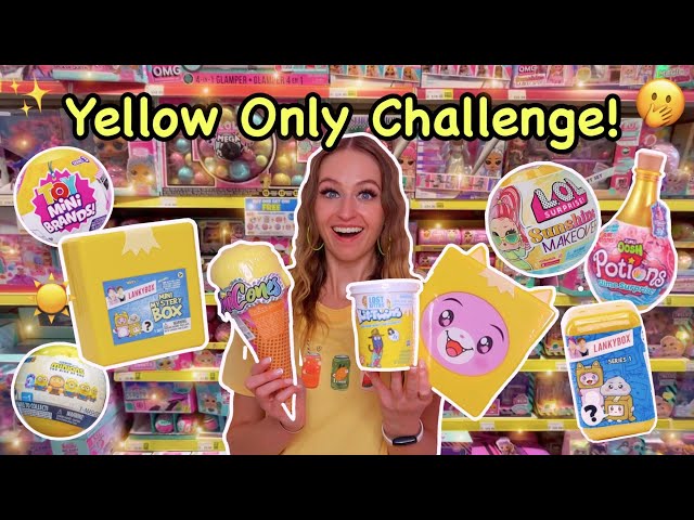 Shop with me for *YELLOW ONLY* Mystery Toys Challenge!!🫢🌼🍌🌙✨💛 (SO TOUGH!!😰) | Rhia Official♡