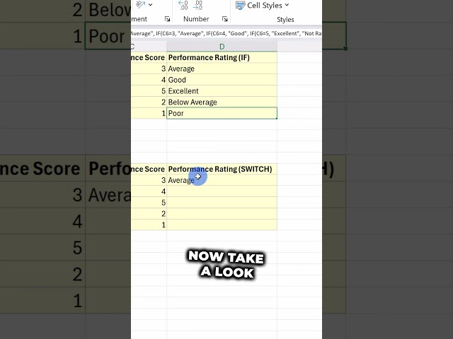 Replace IF function with Switch Function in Excel