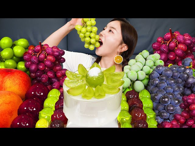 [Mukbang ASMR] Fruit Party 🍇 Peach grape  Homemade CANDIED FRUITS Tanghulu Cake Recipe Ssoyoung