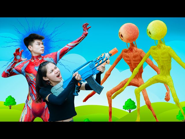 Xgirl Nerf Films: IRON MAN REAL LIFE * SWAT X-Girl Nerf Guns Alien Squad Protect Peoples in the city