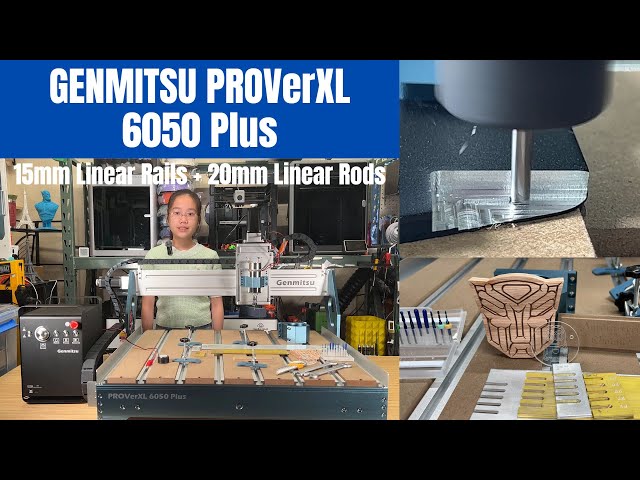 GENMITSU PROVerXL 6050 Plus CNC Router, 15mm linear rails, 20mm linear rods, 130 lbs. 300W spindle