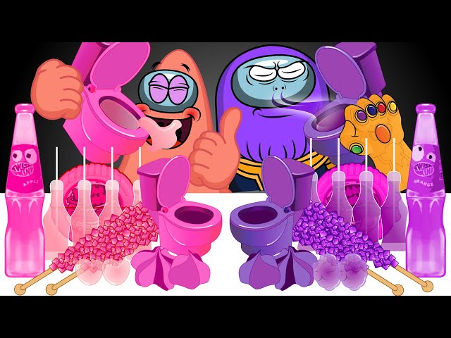 Pink vs Purple Food Challenge - AMONGUS ANIMATION MUKBANG