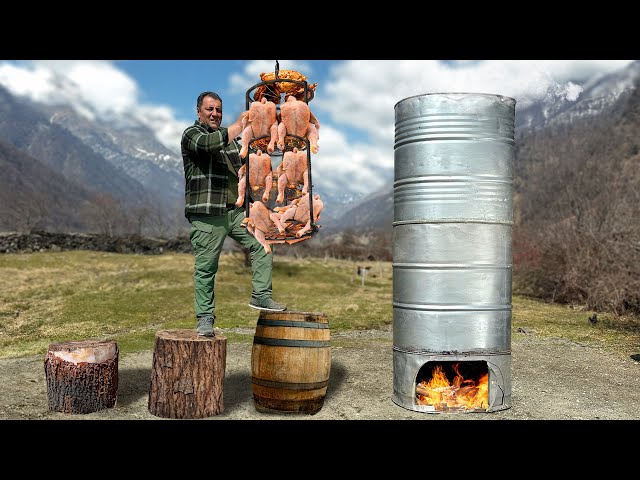Unique Preparation Of Crispy Chicken With A Whole Lamb! A Huge Oven Made Of Barrels