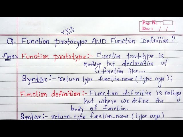 function prototype and function definition in c | function definition and prototype example in c