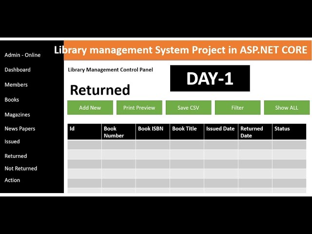 Library Management System In ASP.NET CORE and SQL Server | Real Time scratch project | Day-1