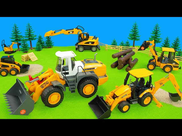 Bagger im Wald | Radbagger,Lastwagen,Straßenwalze,Gabelstapler bei der Arbeit | Spielzeug für Kinder