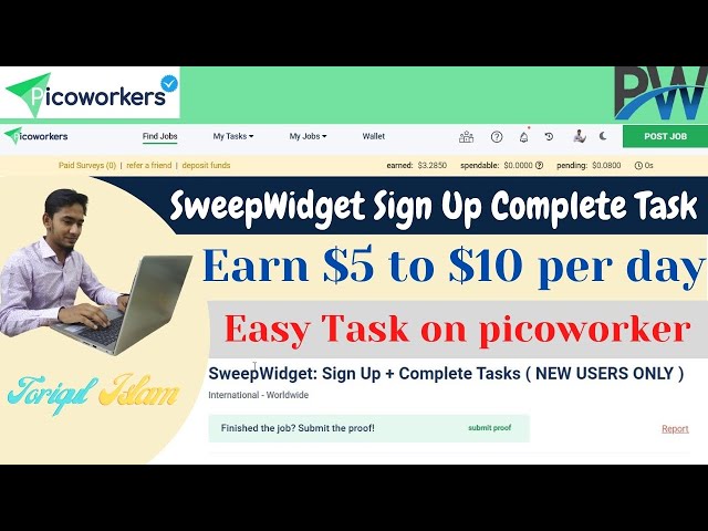 How to do SweepWidget  Sign Up  Complete Task on picoworker || Easy Task on picoworker