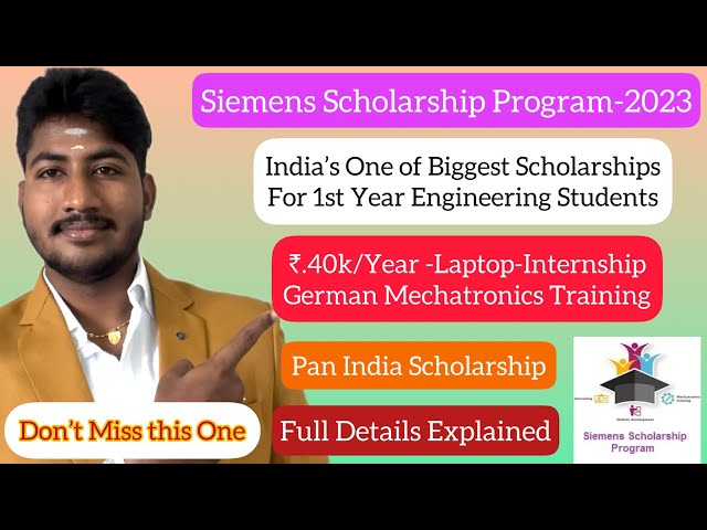 Siemens Scholarship Program-SSP 2023|Big Scholarship|₹.40k/Year|Free Laptop|Internships|Dineshprabhu