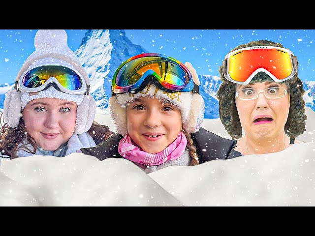 Ruby and Bonnie Learn to Ski in the Swiss Alps - Winter Snow Story for kids