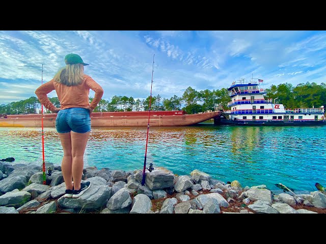 She Caught The BIGGEST Fish Of Her LIFE! -- Fishing ROADSIDE CANALS, BRIDGES and BEAUTIFUL BEACHES!