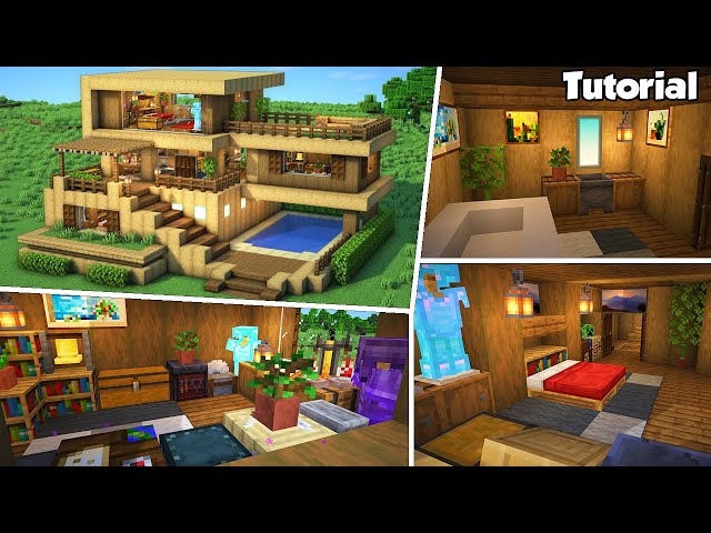 Minecraft: Survival Wooden House #2 Interior Tutorial - How to Build -💡Material List in Description!