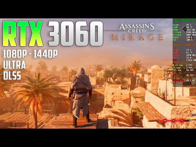 Assassins Creed Mirage on the RTX 3060 | 1440p - 1080p | Ultra & DLSS