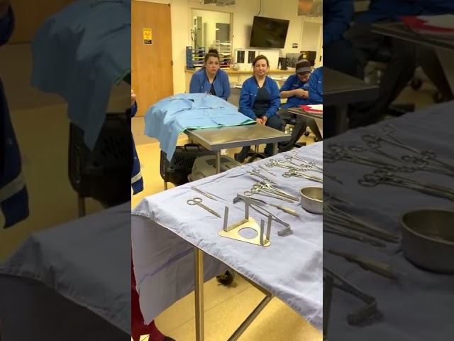 Opening blade on sterile table