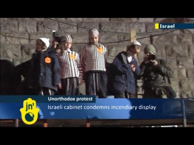 Haredi protest exploits Holocaust: Ultra-Orthodox Kids wear camp uniforms, Livni & Steinitz condemn
