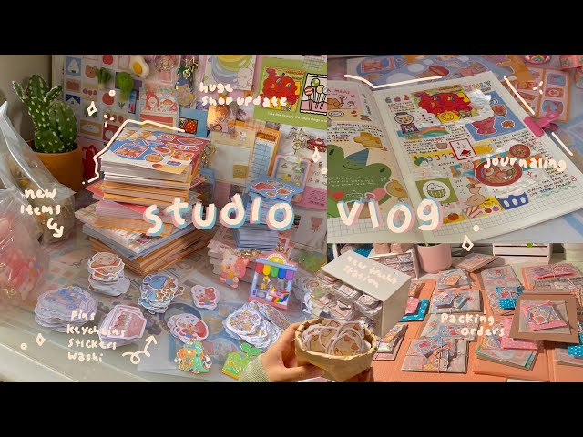 studio vlog 🍑 unboxing new products, journaling, & packing orders
