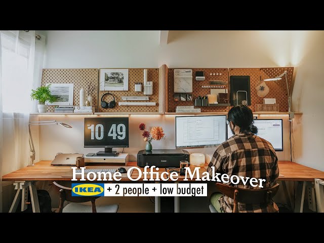 Home office makeover on low budget with IKEA hacks! Office for 2
