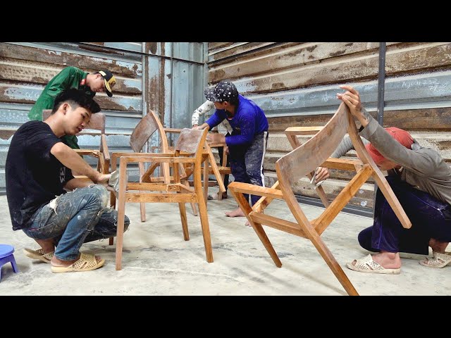 How Vietnamese Wooden Chair Factory Mass-Produces. Mysterious Cafe Chair Manufacturing Process