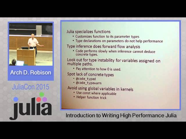 Workshop: Arch Robison - Workshop on writing high performance Julia