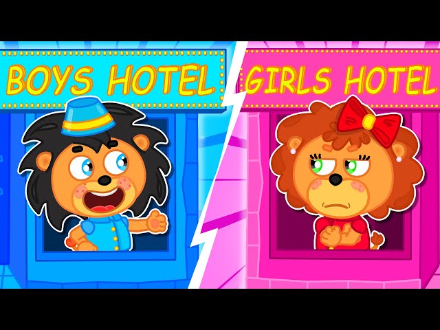 Aslan Yavrusu | Pembe vs Mavi Oyuncak Otel | Çocuklar için çizgi film