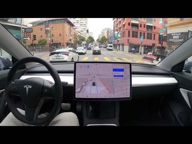 Raw 1x: Union Square on Tesla Autopilot FSD Beta 9