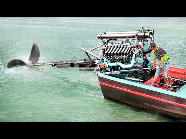 A Day in the Life of Boat Driver Using Gigantic V8 Diesel Truck Engine
