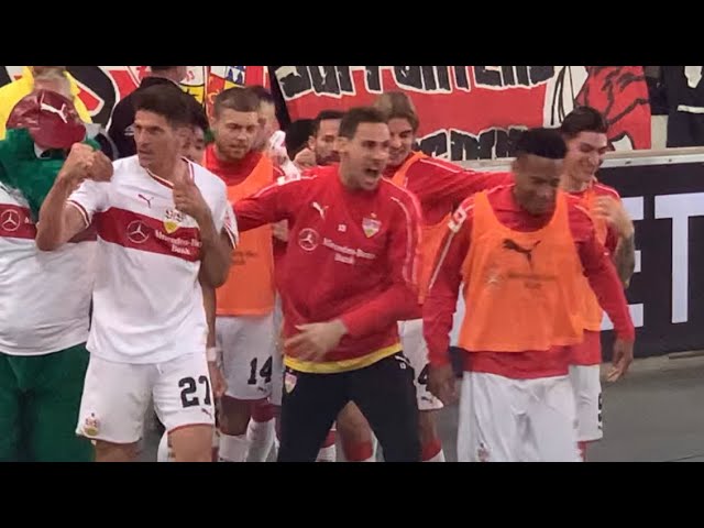 VfB Stuttgart gegen Union Berlin - So jubelte Mario Gomez und der Rest der Mannschaft über das 2:1