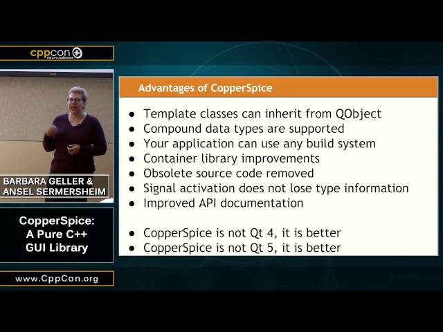 CppCon 2015: Barbara Geller & Ansel Sermersheim “CopperSpice: A Pure C++ GUI Library"