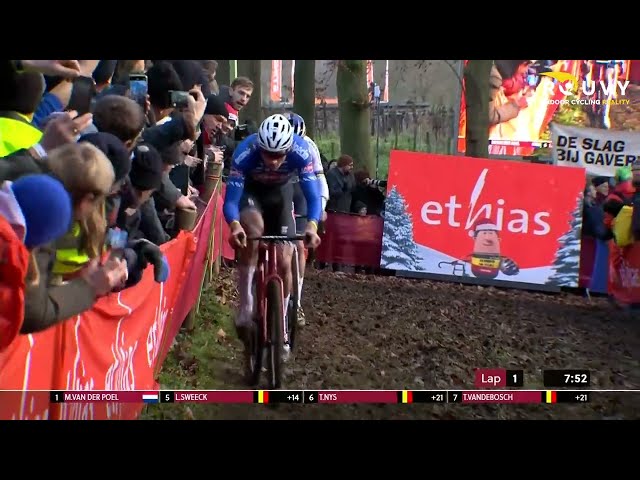 Van der Poel in EPIC Cyclocross battle with Van Aert and Pidcock - Gavere highlights
