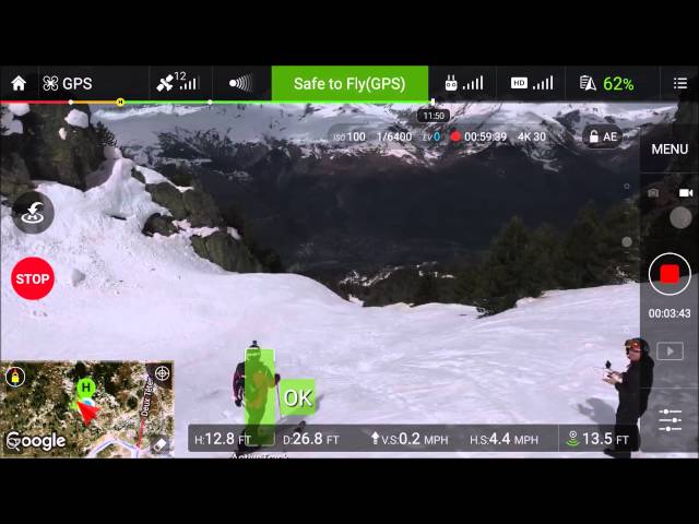 DJI Phantom 4 Active Tracking While Skiing