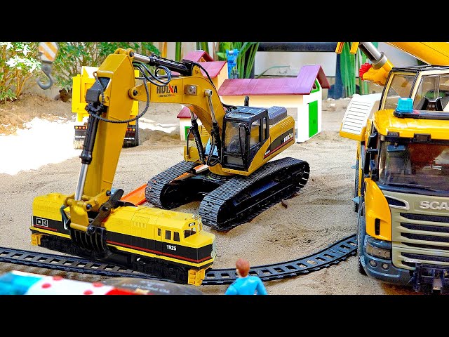 Excavator Truck Car Toys Activity with Hot Wheels Train