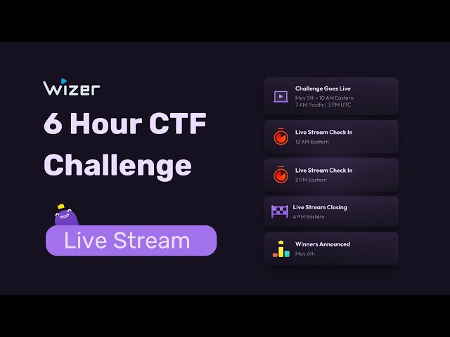 Wizer CTF 6 Hour Challenge Checkin - 2 PM Eastern