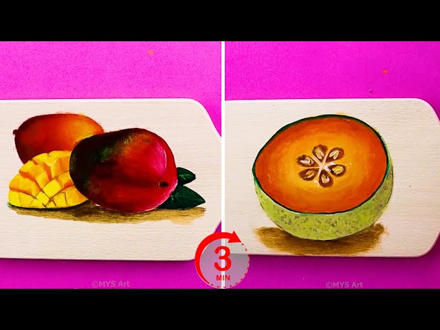 How To Paint Fruits in 3 Minutes Step by Step for beginners 😍 | Acrylic Painting Techniques