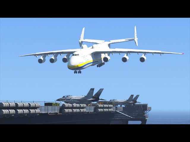 GTA 5 - Landing WORLD'S LARGEST PLANE on Aircraft Carrier! (Antonov An-225)