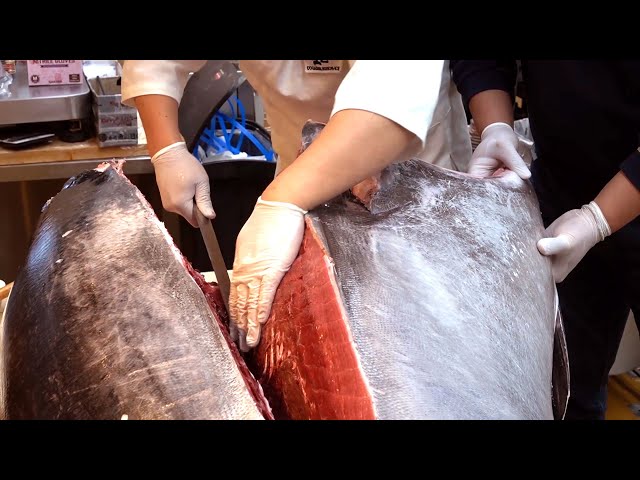 [Full Ver] Amazing Crazy Bluefin Tuna Cutting Show at a Restaurant / Tuna Cutting Technique