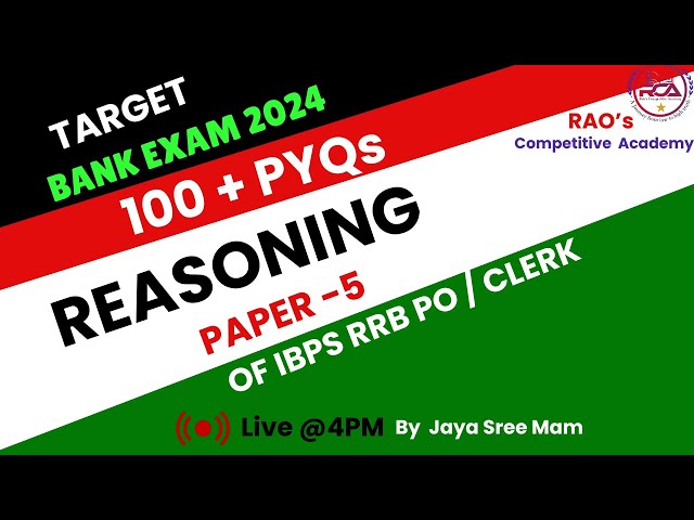 Target Bank Exam2024|Reasoning Memory Based Paper  Previous Year MCQ's Paper-5 For IBPS RRB PO/CLERK