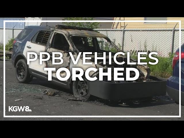 Over a dozen Portland police vehicles torched overnight; investigators seek suspect