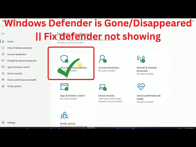Windows Defender is Gone/Disappeared || Fix defender not showing