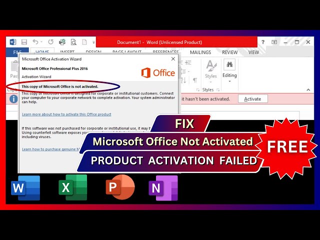 Activate MS Office - Fix Product Activation Failed - This Copy of Microsoft Office is Not Activated