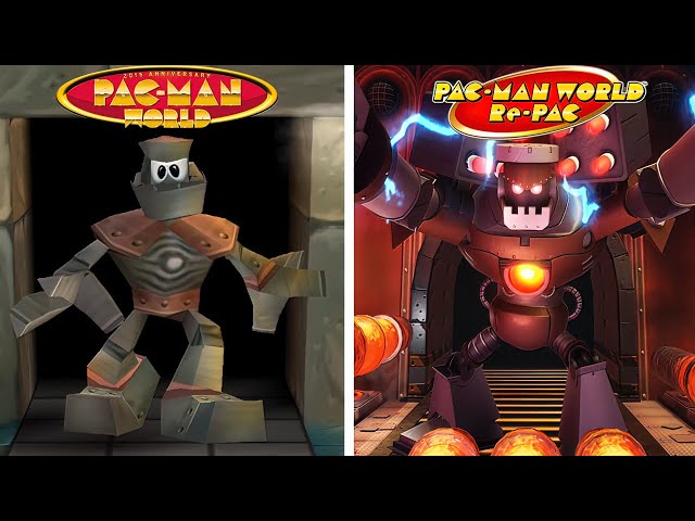 Pac-Man World Re-Pac -All Bosses Comparison (Original vs Remake) [4k-60FPS]